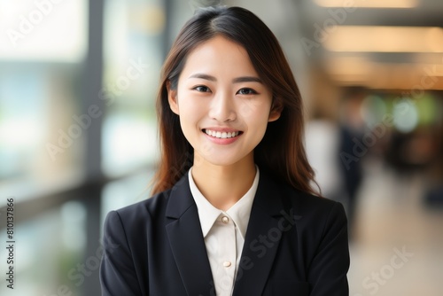 Smiling asian businesswoman in professional attire