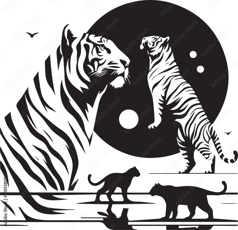 Fototapeta premium tiger logo icon illustration design vector template Tiger Vector