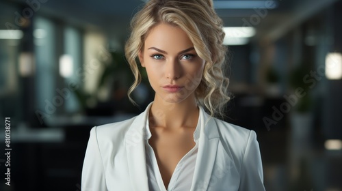 Confident business woman in white suit
