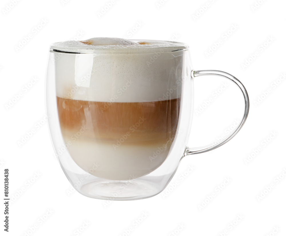 Aromatic coffee in glass cup isolated on white Aromatic coffee in glass cup isolated on white