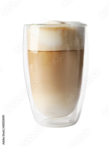 Aromatic coffee in glass isolated on white