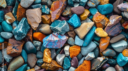 colored minerals on the stone beach in bulk