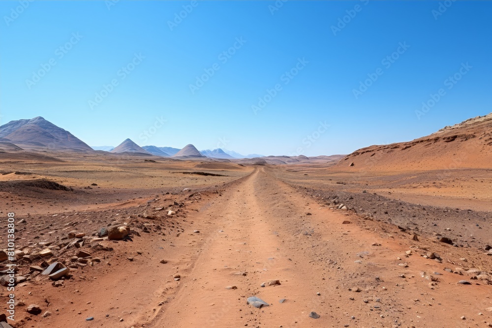 Vast desert landscape with winding dirt road