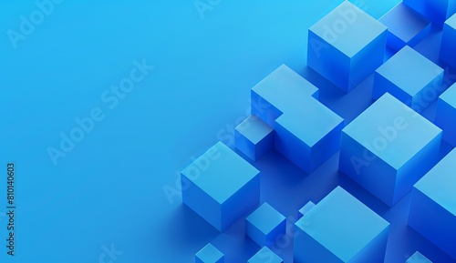 A 3D rendered image of an array of geometric blue cubes