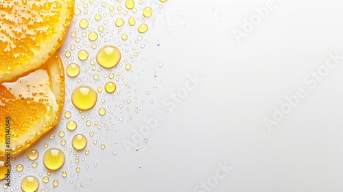  Close-up of sliced orange with droplets of water on a pristine white background Inset text area here