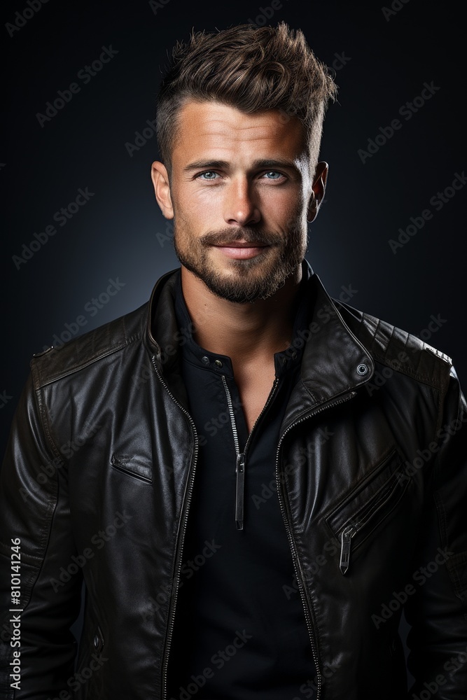 Handsome man in leather jacket