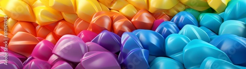 Colorful balloons in a vibrant rainbow pattern