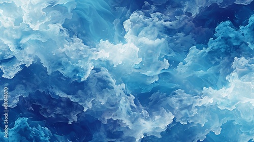 Seamless vector pattern depicting a blue turbulent cloudy sky in the style of impressionist paintings.