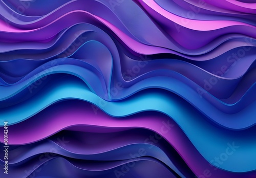 The graphic displays a rich texture of multilayered wavy lines in purple and blue, creating a visually soothing composition