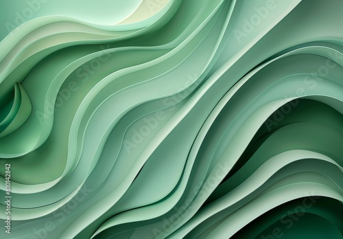 An artistic depiction of flowing green waves with a sense of natural elegance and tranquility