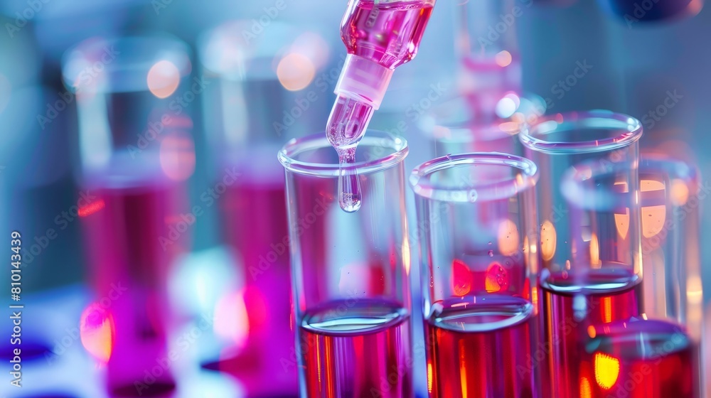 Science laboratory research and development concept. Test tubes with colorful liquid Science laboratory research and development concept. Test tubes with colorful liquid
