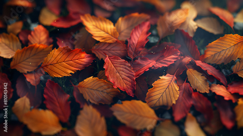 A close up of a pile of autumn leaves