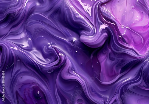 Abstract purple liquid background with swirling shapes and fluid textures. 
