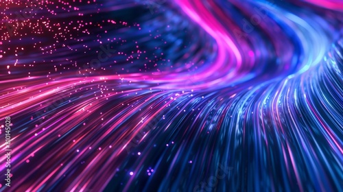 Vibrant digital wave with particle flow