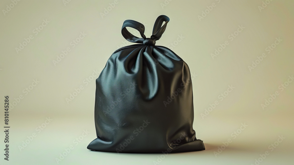 A black leather bag with a bow on it. A black leather bag with a bow on it.