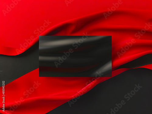 A black and red silk cloth with a white background.