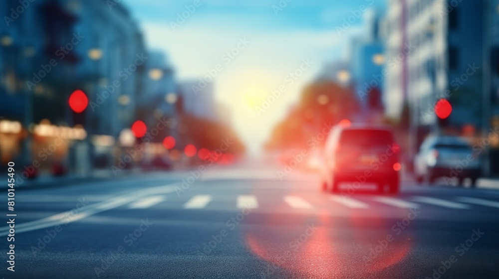 Blurry City Street With Traffic Lights