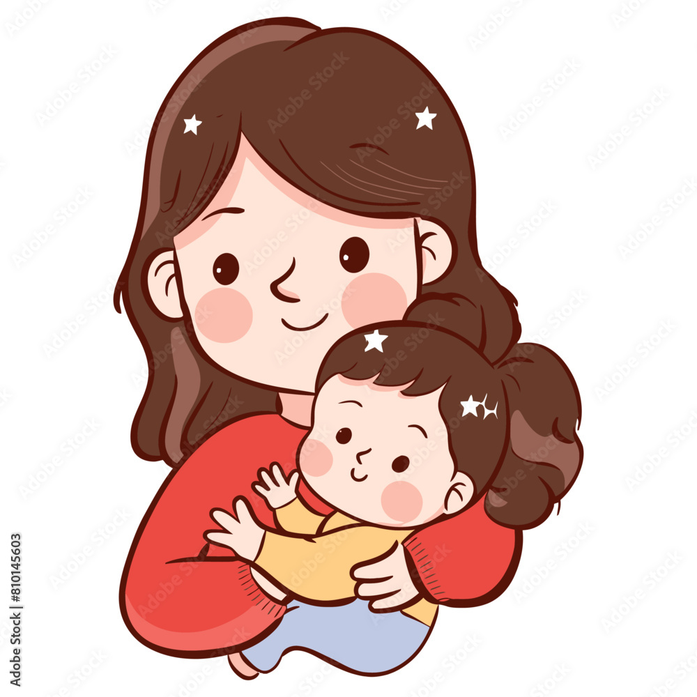 Cute Mom and baby vector illustration Printable graphic Cute Mom and baby vector illustration Printable graphic