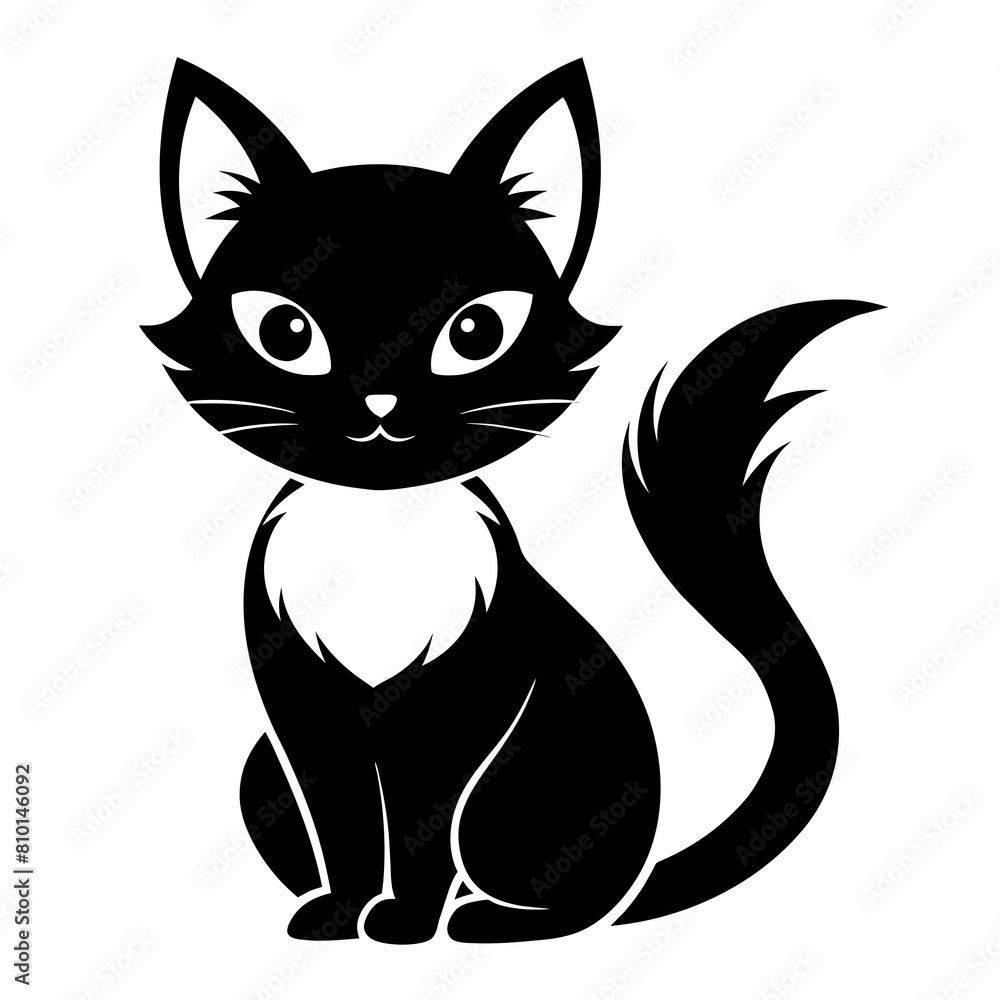 Obraz premium cat cute logo icon vector silhouette