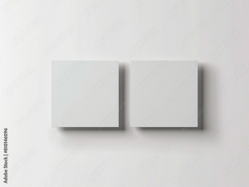 Two white blank boxes on a white wall. Two white blank boxes on a white wall.