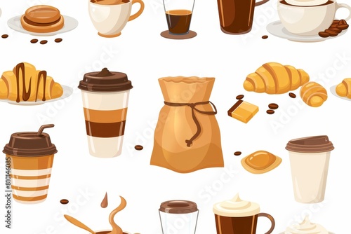 Coffee and pastries pattern illustration