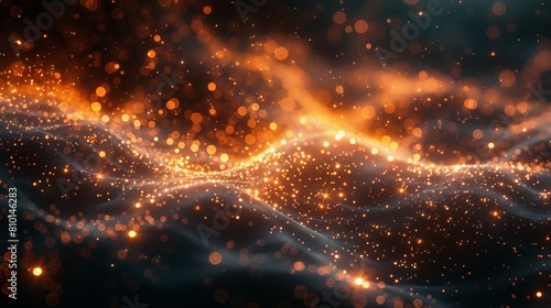 Abstract golden particles and waves background