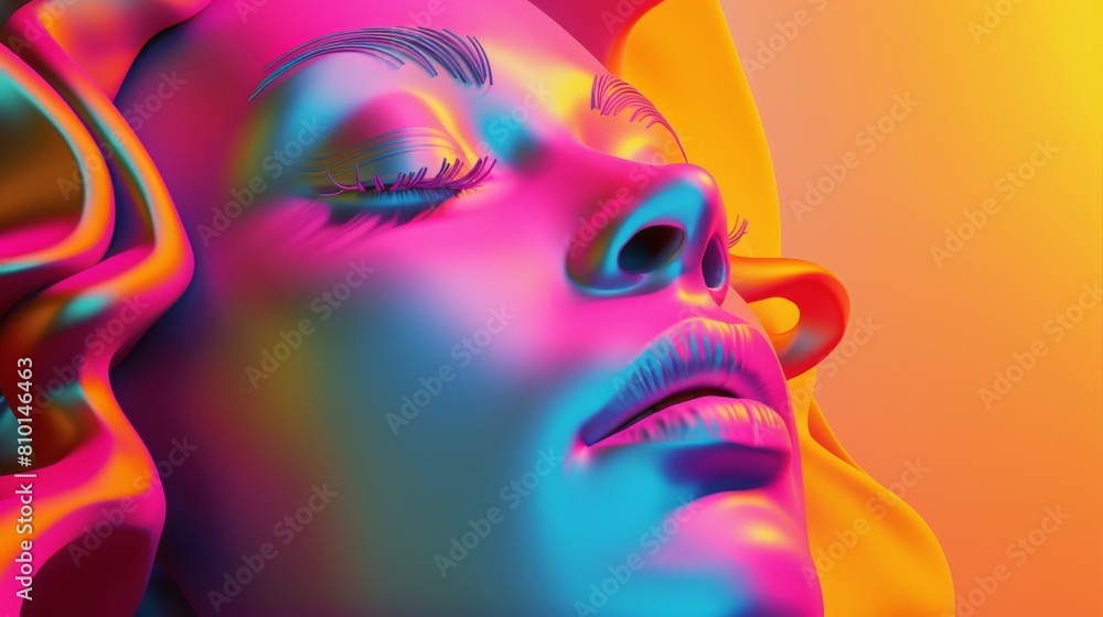 Surreal portrait of woman in vivid colors