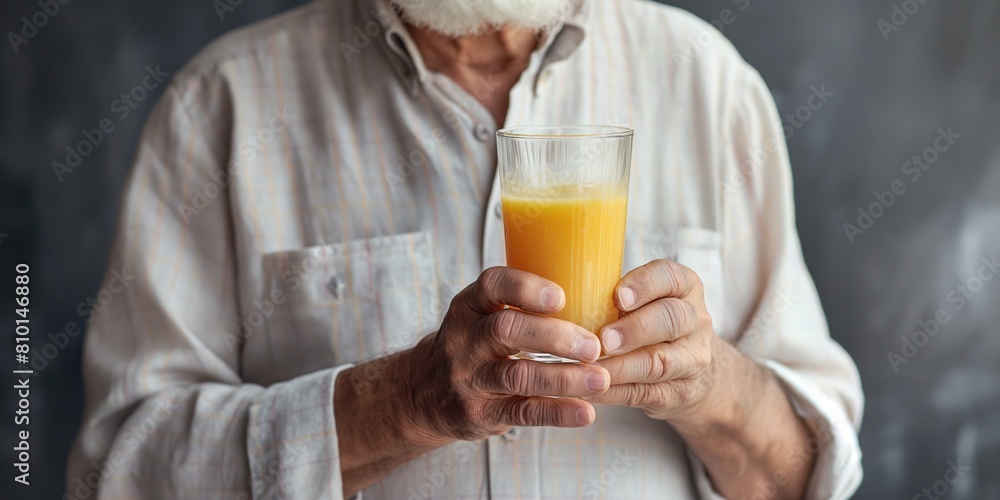 elderly man with smoothie elderly man with smoothie