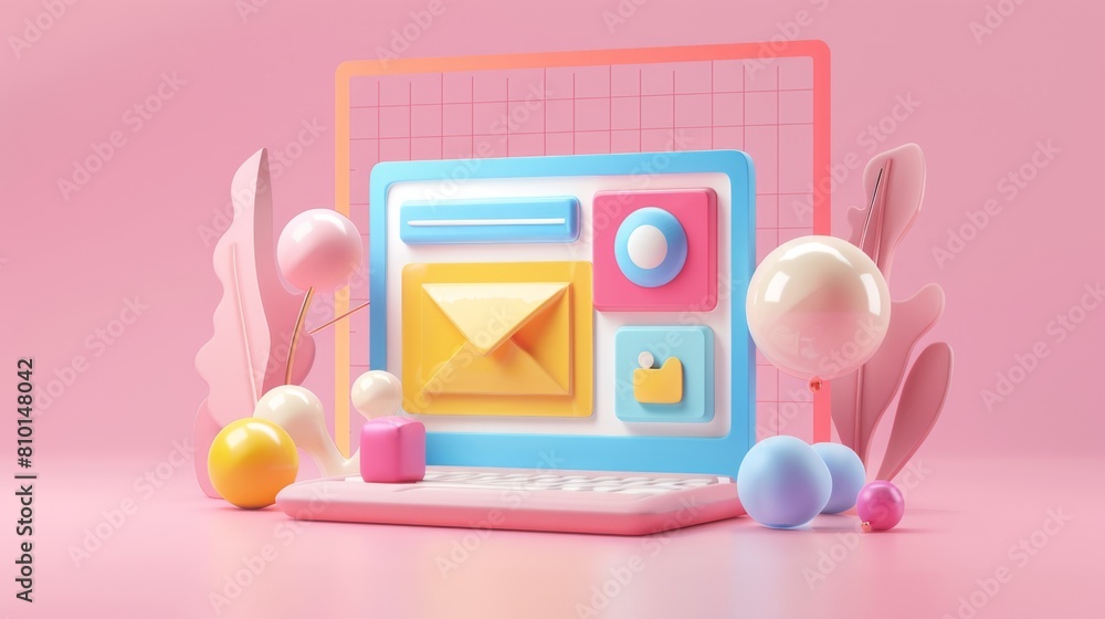Vibrant 3d digital communication concept Vibrant 3d digital communication concept