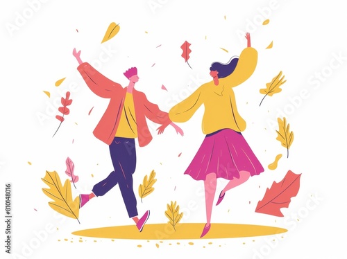 Wallpaper Mural Joyful couple enjoying autumn season Torontodigital.ca