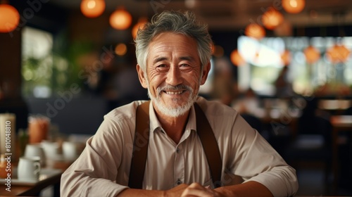 Man Sitting at Table in Restaurant