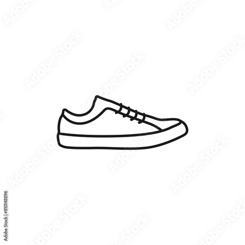 Sneakers vector icon. Shoes stylish logo black line. Sports converse vector. Running outline symbol. Sneaker icon on a white background vector. Vector illustration.
