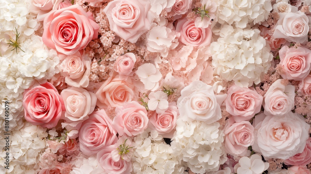 Abundant Blush Rose Wall with Soft White Accents and Delicate Floral Textures Abundant Blush Rose Wall with Soft White Accents and Delicate Floral Textures