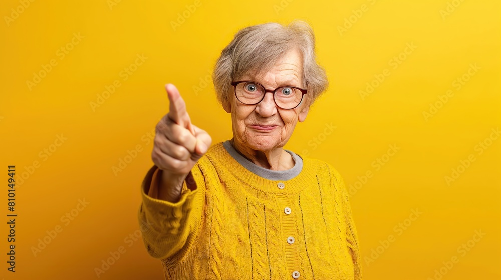 older woman pointing with finger 