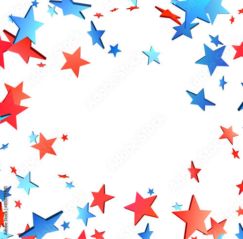 Patriotic Star Cascade on White