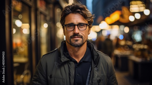 Man Wearing Glasses and Brown Jacket