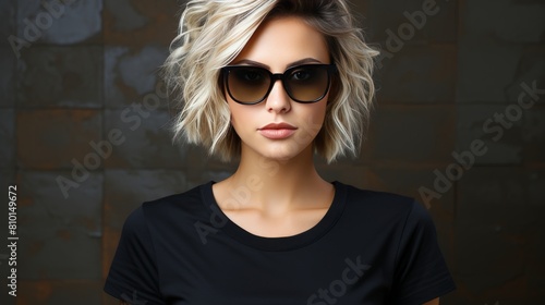 Woman in Black Shirt and Sunglasses