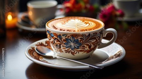 A Cup of Cappuccino on a Saucer With a Spoon