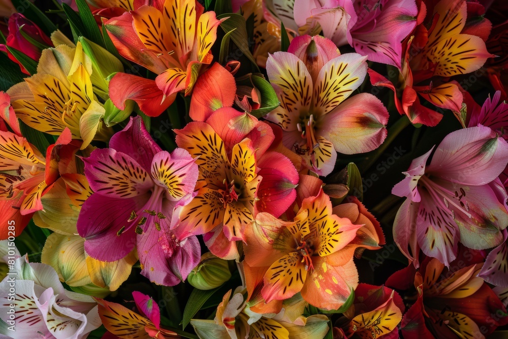 Fototapeta premium Vibrant Alstroemeria Bouquet in a Vase