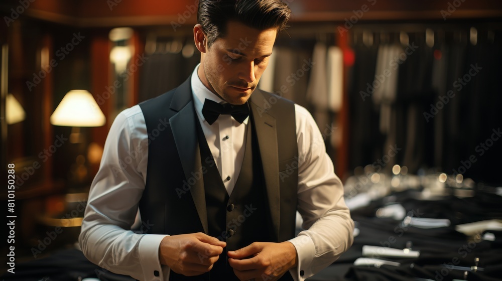 Man in Black Shirt and Tie Standing in Restaurant Man in Black Shirt and Tie Standing in Restaurant