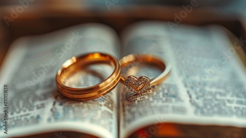 Two Wedding Rings on Open Book