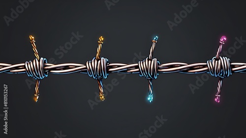a 3d illustration of headband in which is created from barbed wire. photo