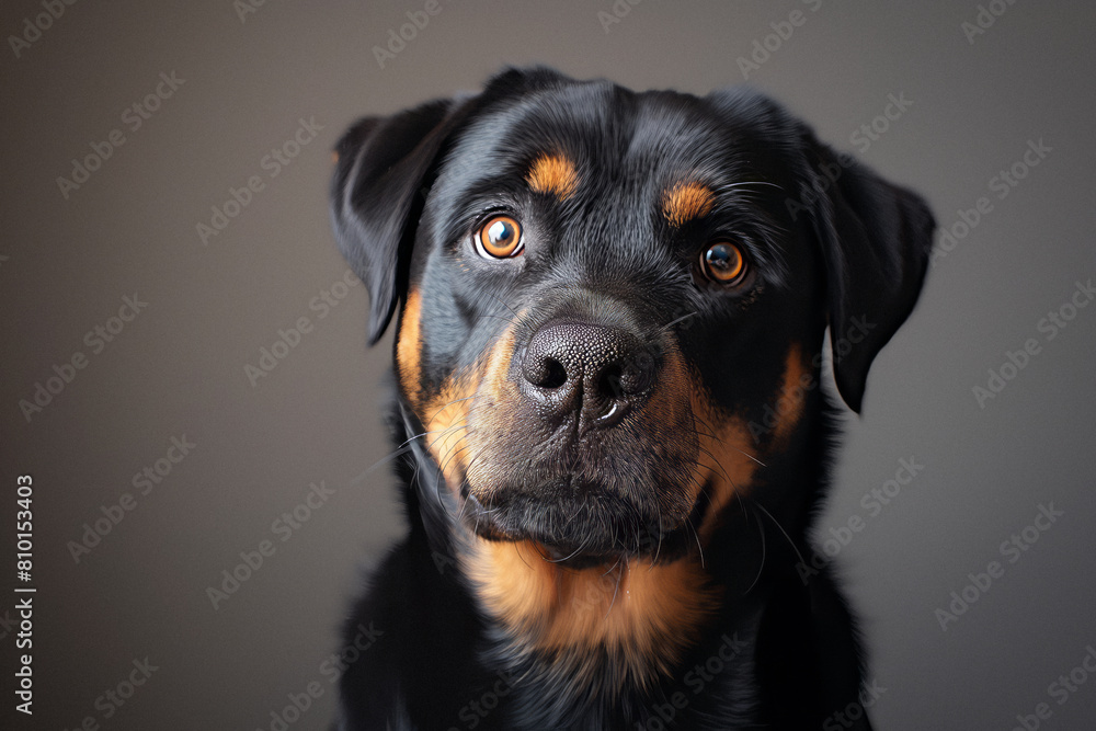 Dog sitting with one a paw up and looking at camera. Generative AI Dog sitting with one a paw up and looking at camera. Generative AI