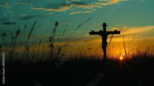 Silhouette of Jesus on the cross