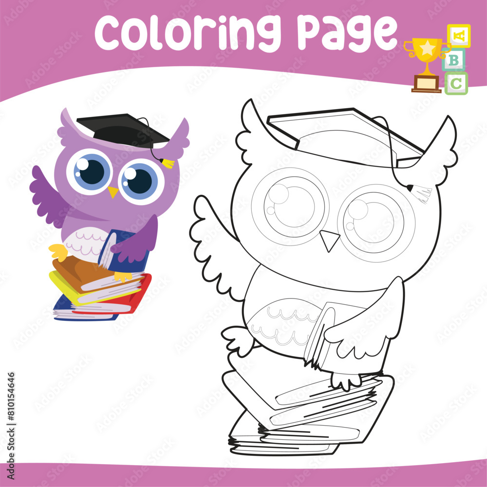 Coloring worksheet page. Educational printable coloring worksheet. Printable activity page for kids. Learning Game. Vector file.