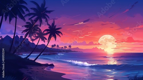 Image of a beautiful sunset over the ocean © kang_88_qp