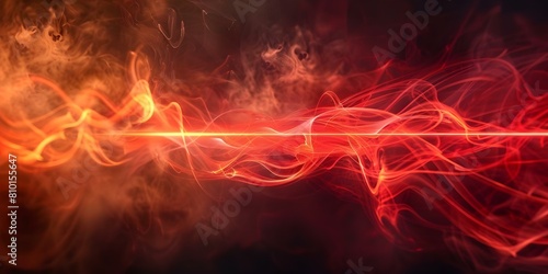 Dramatic Scene  Dark Room with Red Laser Beam Neon Rays and Smoke. Concept Dark Room  Red Laser Beam  Neon Rays  Smoke  Dramatic Scene