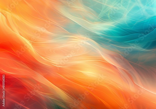 Vivid and dynamic abstract design with swirling patterns in warm orange and cool blue tones