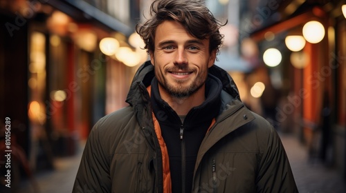 Man Standing on City Street at Night