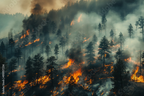 Inferno Unleashed  Devastating Forest Fire Engulfing Nature s Splendor. Generative AI
